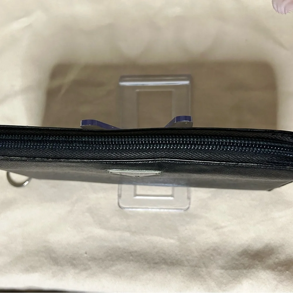 Prada Black Saffiano Leather Zip Wallet